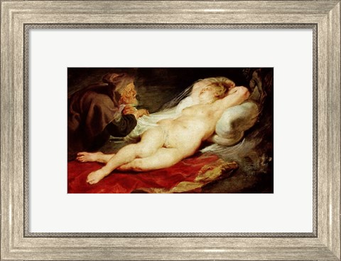 Framed Hermit and the sleeping Angelica, 1626-28 Print