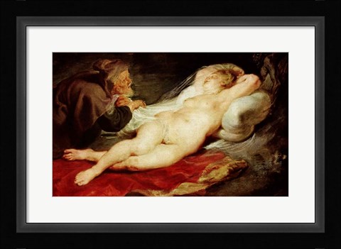 Framed Hermit and the sleeping Angelica, 1626-28 Print