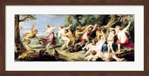 Framed Diana and her Nymphs Surprised by Fauns, 1638-40 Print