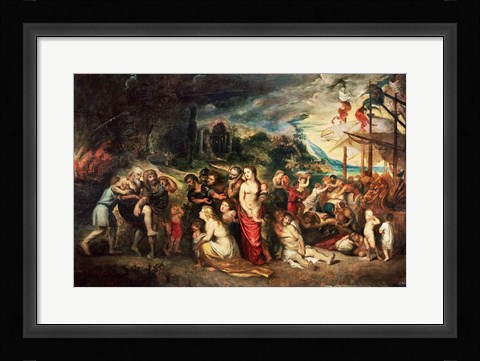 Framed Aeneas prepares to lead the Trojans into exile, c.1602 Print