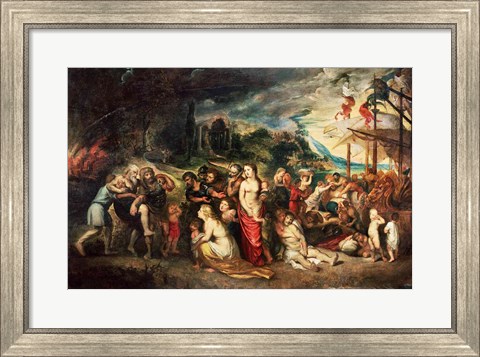Framed Aeneas prepares to lead the Trojans into exile, c.1602 Print