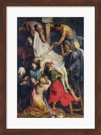 Framed Descent from the Cross, 1617 Print