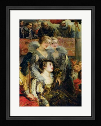 Framed Medici Cycle: The Coronation of Marie de Medici, detail of the Princesses of Guemenee and Conti Print