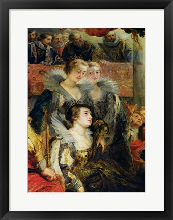 Framed Medici Cycle: The Coronation of Marie de Medici, detail of the Princesses of Guemenee and Conti Print