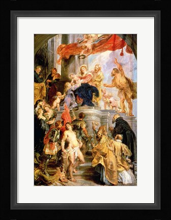 Framed Enthroned Madonna with Child, Encircled by Saints Print