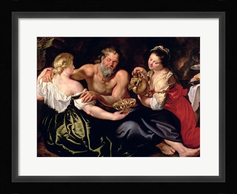 Framed Lot and his daughters Print