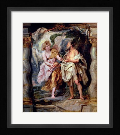 Framed Prophet Elijah and the Angel in the Wilderness Print