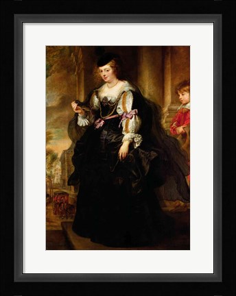 Framed Portrait of Helene Fourment with a Coach Print