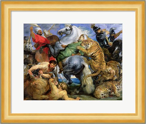 Framed Tiger Hunt Print