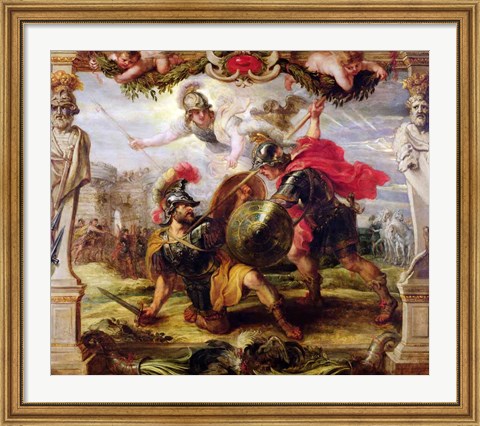 Framed Achilles Defeating Hector Print