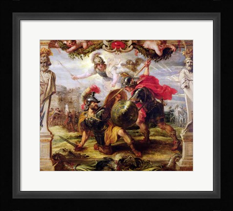 Framed Achilles Defeating Hector Print