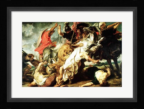 Framed Lion Hunt, 1621 Print