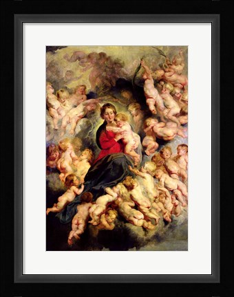 Framed Virgin and Child surrounded by the Holy Innocents Print