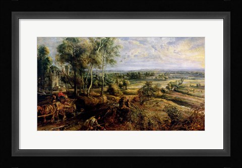 Framed Autumn Landscape with a view of Het Steen in the Early Morning Print