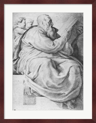 Framed Prophet Zacharias, after Michangelo Buonarroti Print