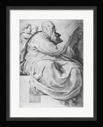Framed Prophet Zacharias, after Michangelo Buonarroti Print