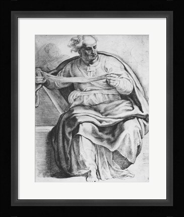 Framed Prophet Joel, after Michangelo Buonarroti Print