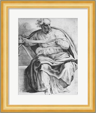 Framed Prophet Joel, after Michangelo Buonarroti Print