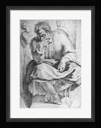 Framed Prophet Jeremiah, after Michangelo Buonarroti Print