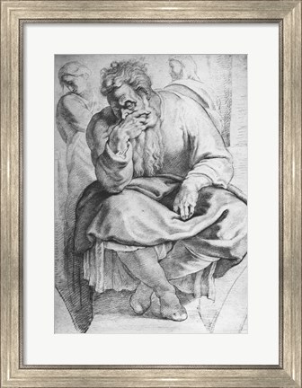 Framed Prophet Jeremiah, after Michangelo Buonarroti Print