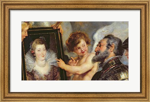 Framed Medici Cycle: Henri IV  Receiving the Portrait of Marie de Medici detail Print