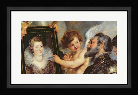 Framed Medici Cycle: Henri IV  Receiving the Portrait of Marie de Medici detail Print