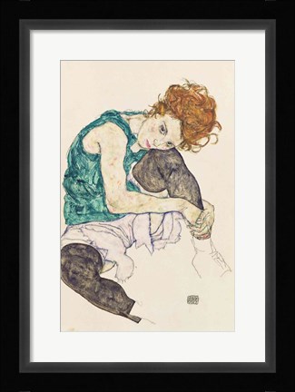 Framed Seated Woman with Bent Knee, 1917 Print