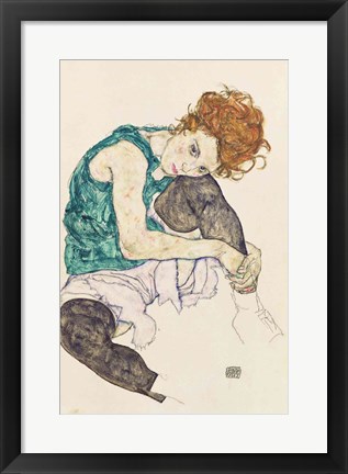 Framed Seated Woman with Bent Knee, 1917 Print