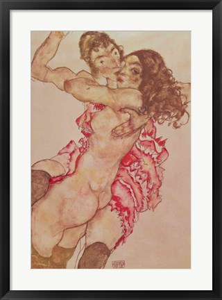 Framed Two Women Embracing, 1915 Print