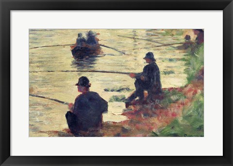 Framed Anglers, Study for 'La Grande Jatte', 1883 Print