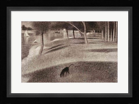 Framed Study for Sunday Afternoon on the Island of La Grande Jatte (dog detail) Print