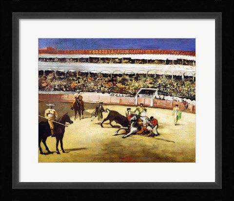 Framed Bull Fight, 1865 Print