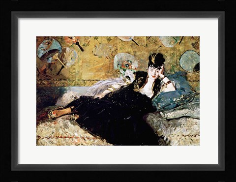 Framed Lady with Fans Print