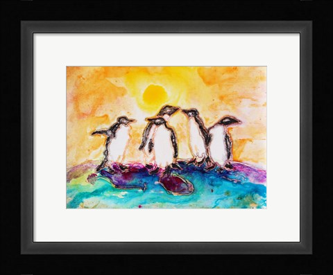 Framed Penguins Under the Sun Print