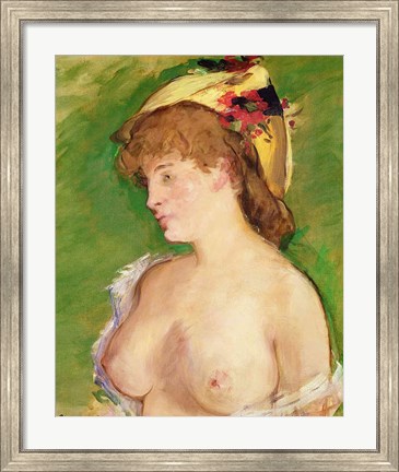 Framed Blonde with Bare Breasts, 1878 Print