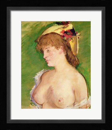 Framed Blonde with Bare Breasts, 1878 Print