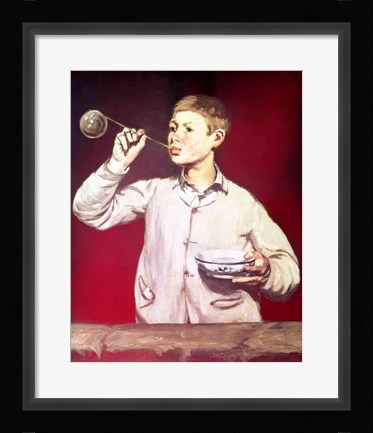 Framed Boy Blowing Bubbles Print
