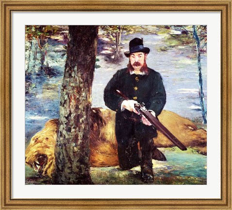 Framed Pertuiset, Lion Hunter, 1881 Print