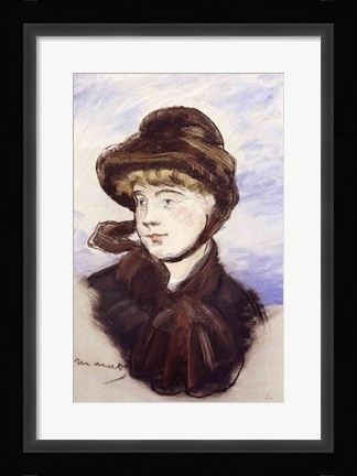 Framed Young Girl in a Brown Hat, 1882 Print