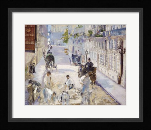 Framed Rue Mosnier with Workmen, 1878 Print