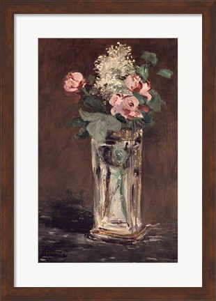 Framed Flowers in a Crystal Vase Print
