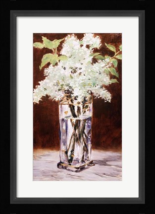 Framed White Lilac in a Crystal Vase, 1882 Print