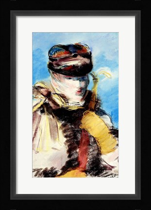 Framed Mery Laurent in a Veil Print