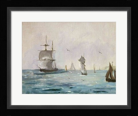 Framed Fishing Boat Arriving, with the Wind Behind, 1864 Print