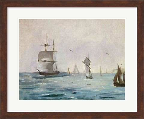 Framed Fishing Boat Arriving, with the Wind Behind, 1864 Print