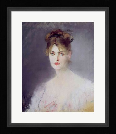 Framed Portrait of a Young Woman with Blonde Hair and Blue Eyes, 1878 Print