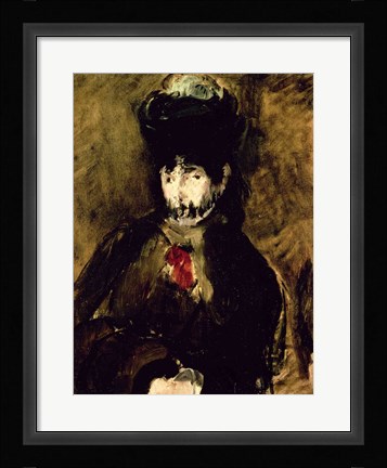 Framed Berthe Morisot Wearing a Veil, 1872 Print