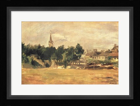 Framed Landscape with a Village Church Print
