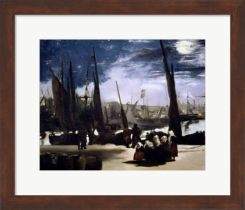 Framed Moonlight on Boulogne Harbour, 1868 Print