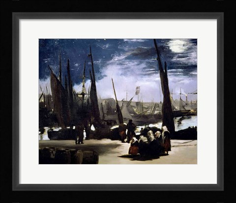Framed Moonlight on Boulogne Harbour, 1868 Print